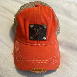 Louis Vuitton orange mesh ball cap